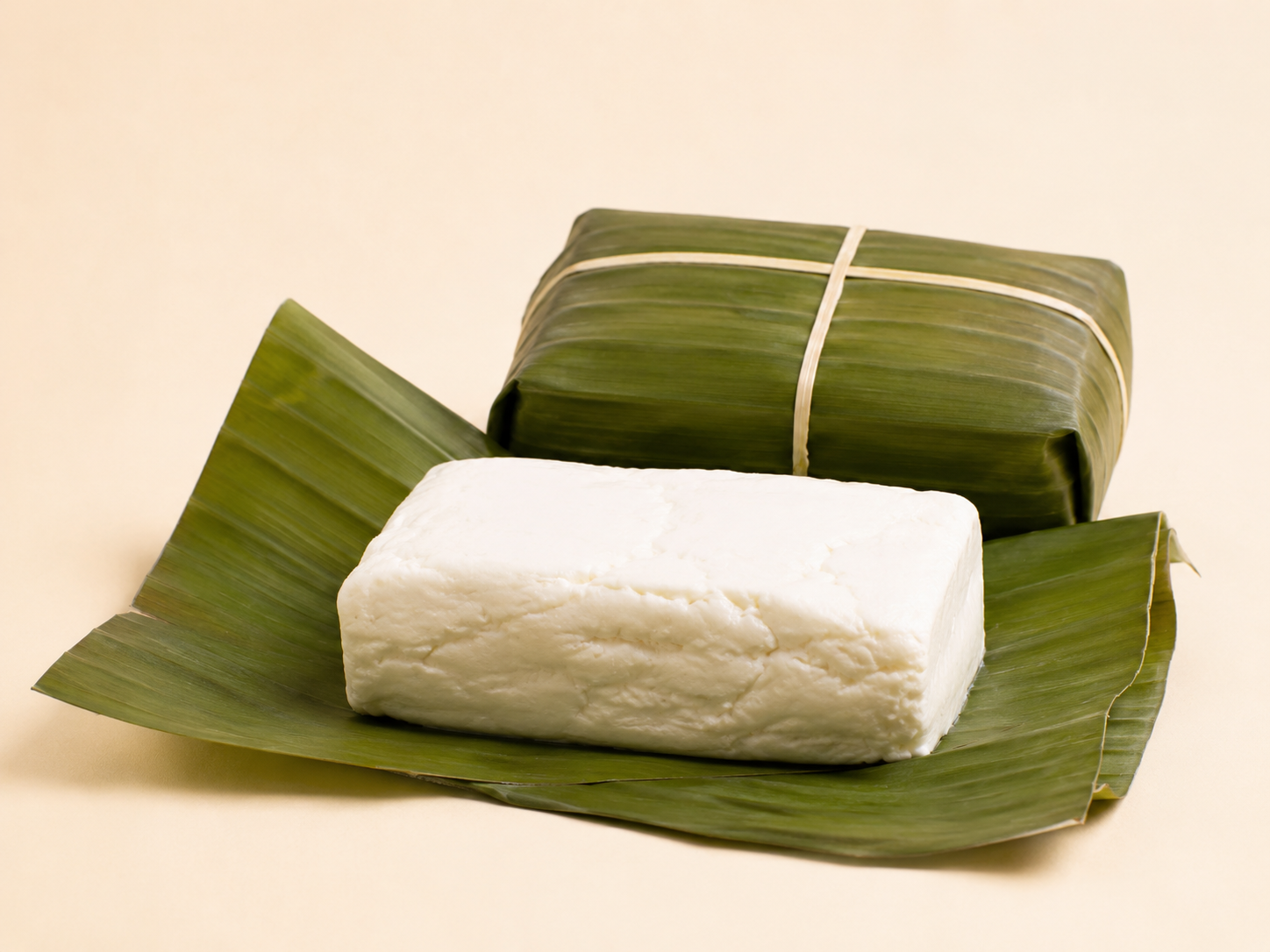 Queso doble crema envuelto en hoja de plátano